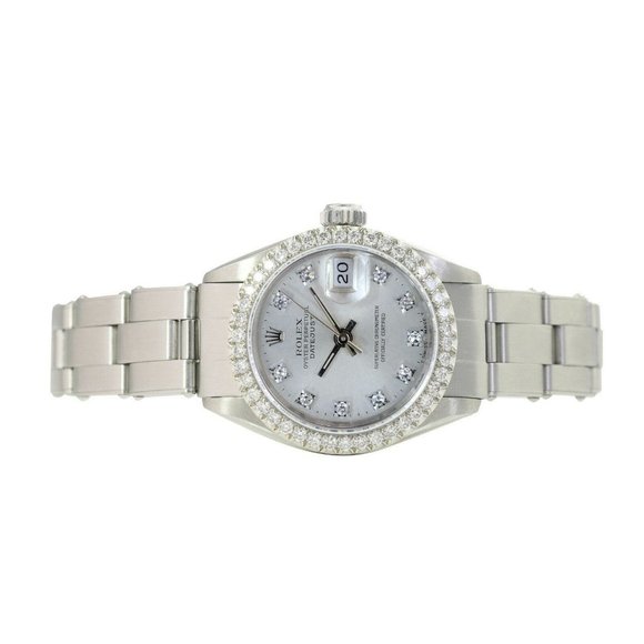 ROLEX DATEJUST LADIES SILVER DIAL 1.15 CTW DIAMOND STEEL OYSTER WATCH 26MM 69174 - Picture 4 of 6
